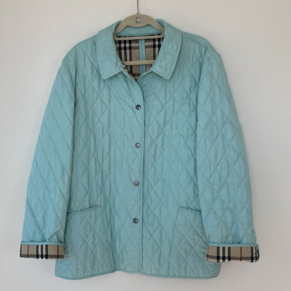 Ladies Aqua Burberry Quilted Jacket, 14